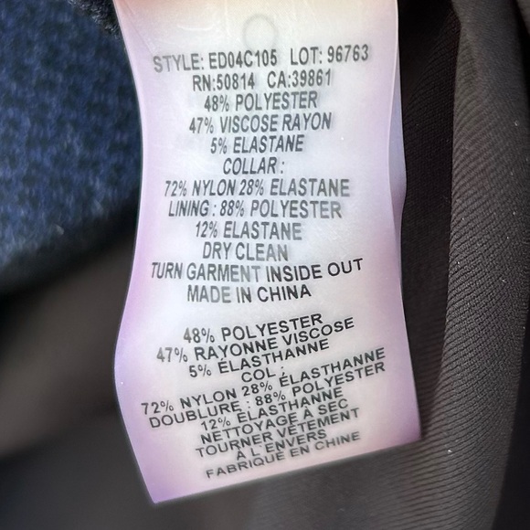 Elie Tahari Single Button Tweed Blazer Viscose Polyester Navy Blue 6 - Picture 14 of 15